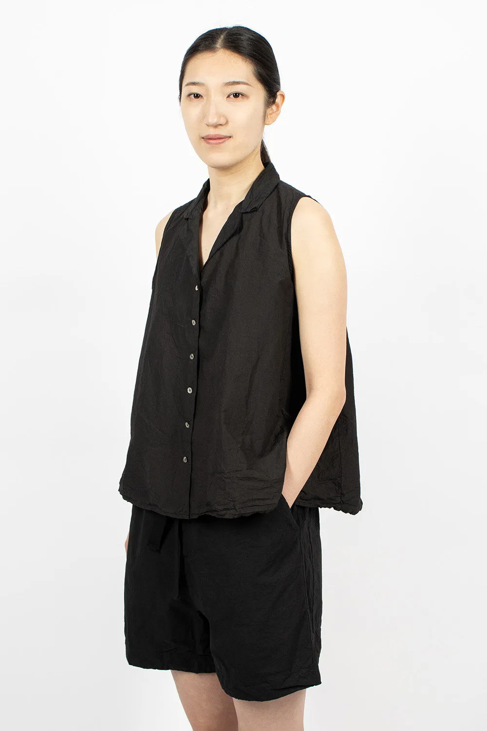 12_119 Sleeveless Collar Shirt TC Black