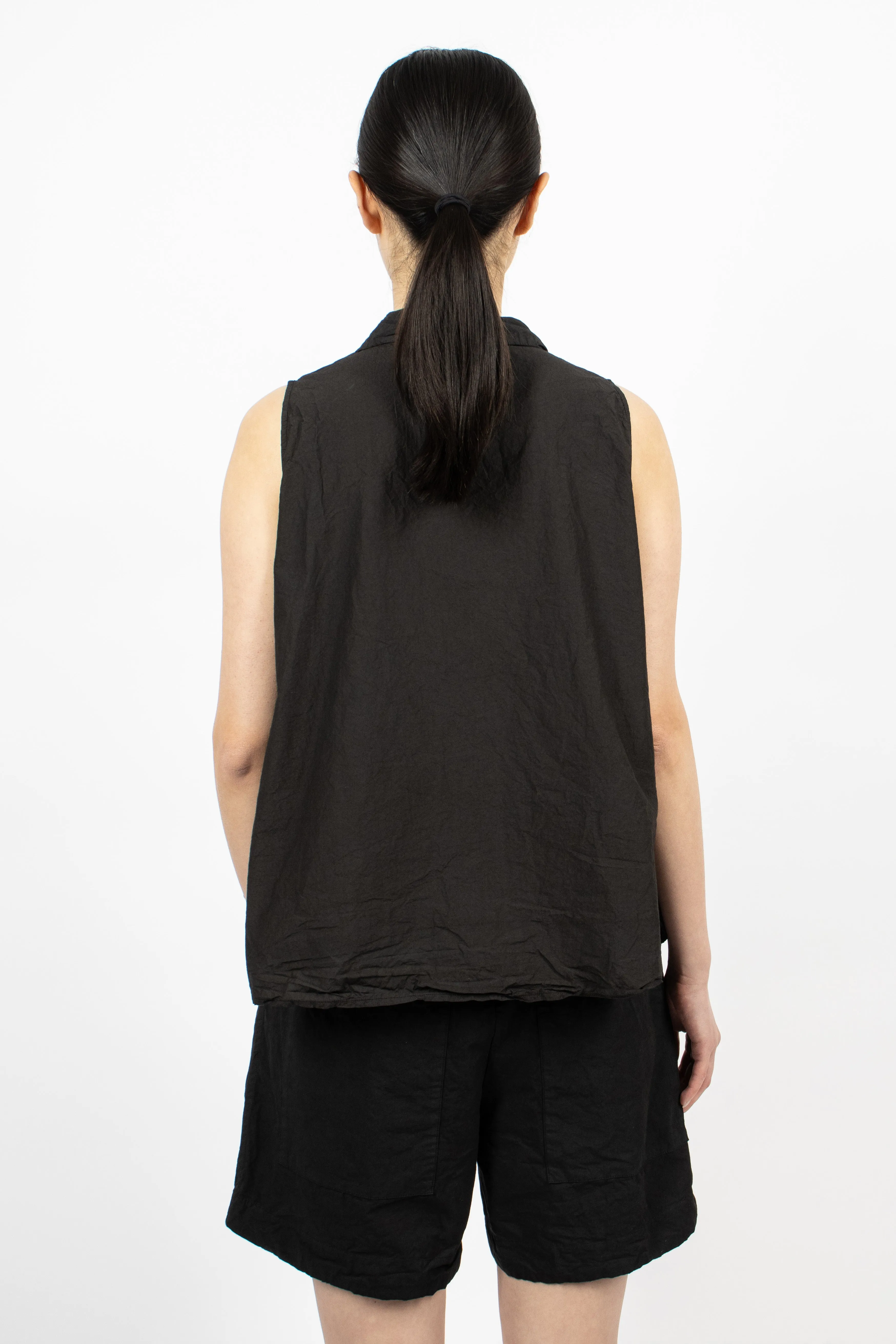 12_119 Sleeveless Collar Shirt TC Black