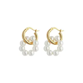 18K Solid Gold New Yorker Freshwater Pearl Earrings KE00034