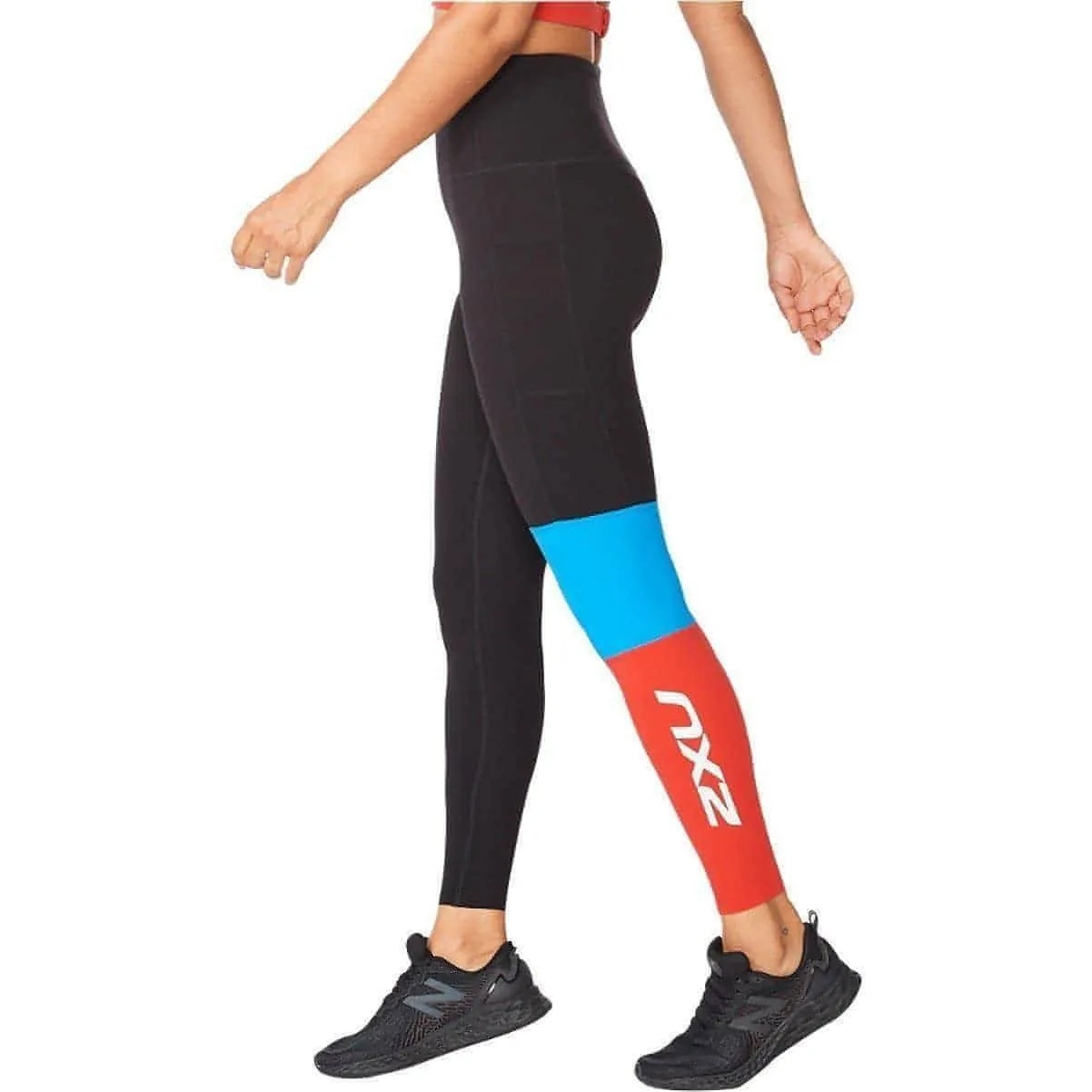 2XU Form Block Hi Rise Compression Womens Long Running Tights - Black