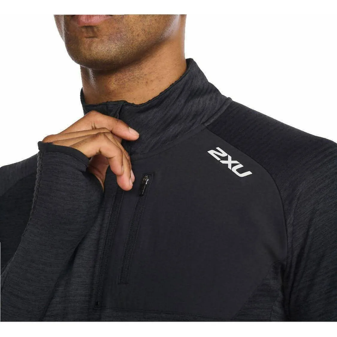 2XU Ignition Half Zip Long Sleeve Mens Running Top - Black