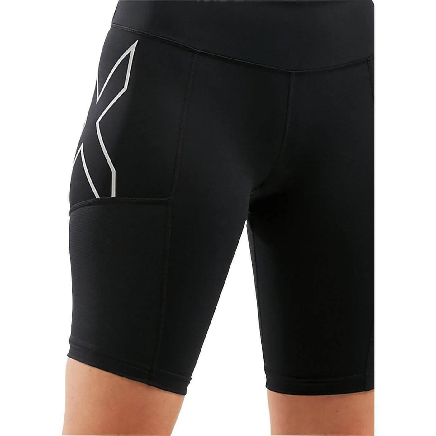 2XU Run Dash Mid Rise Compression Womens Short Running Tights - Black