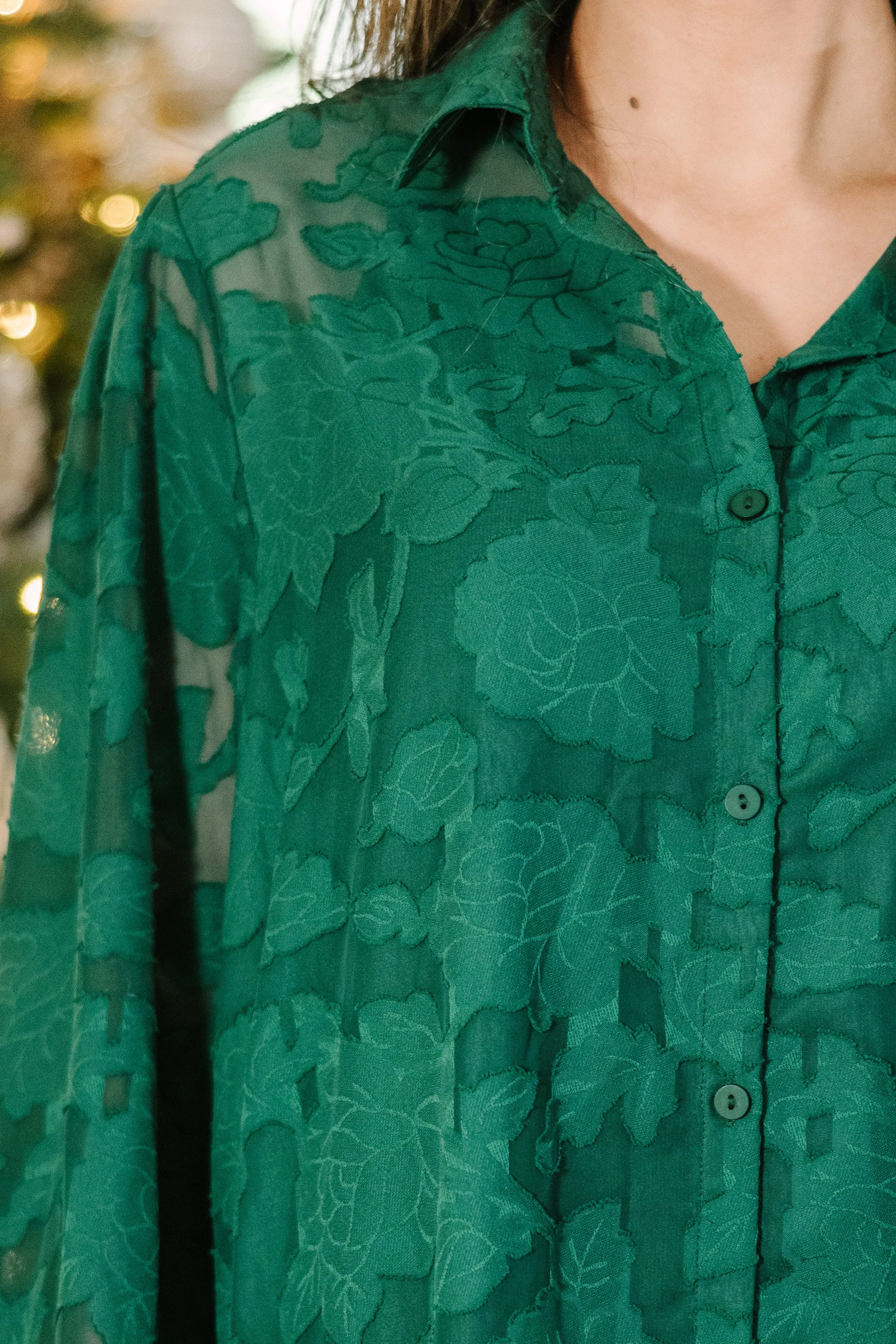 All In The Details Emerald Green Textured Dress