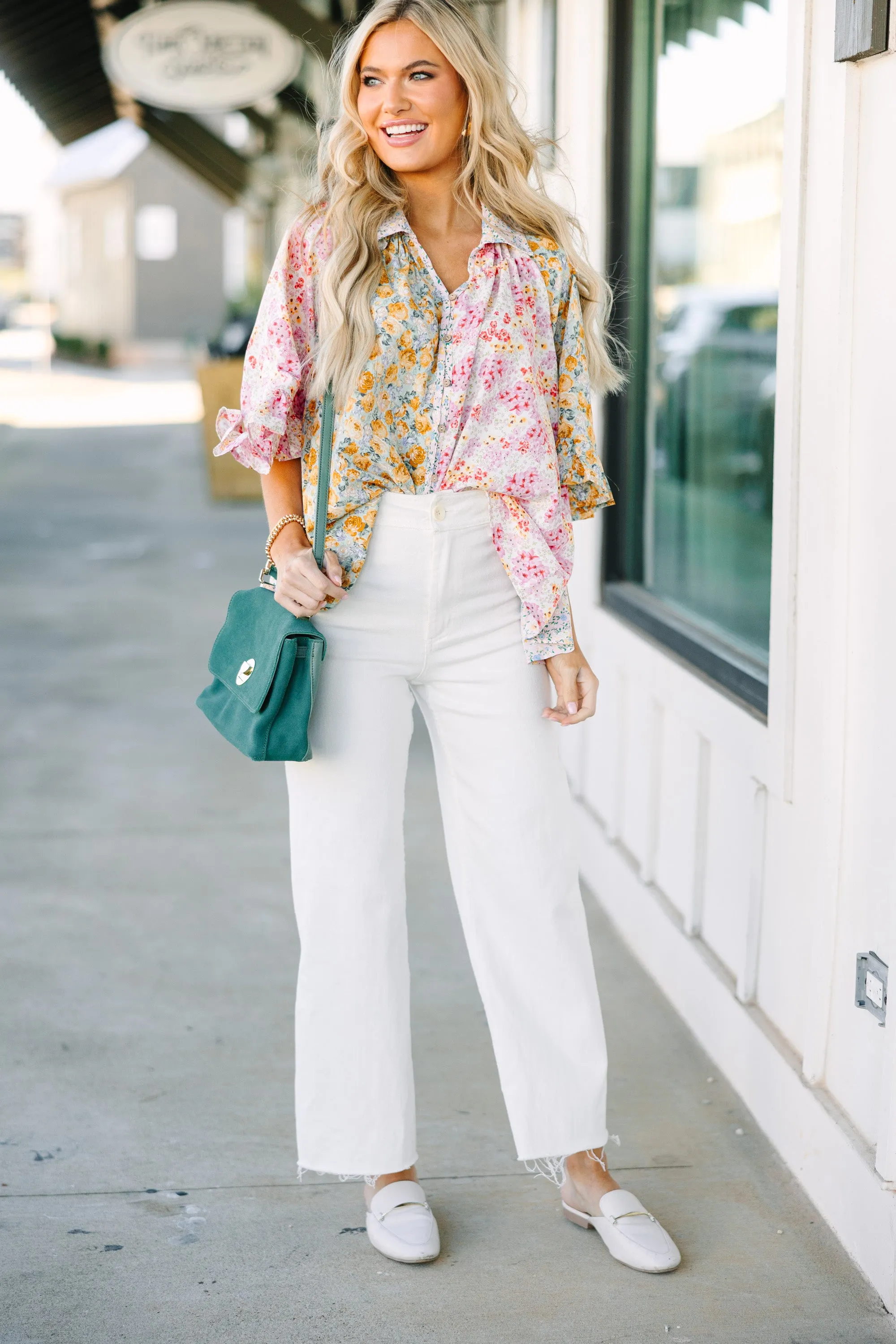 All That You Need Blush Pink Ditsy Floral Tunic