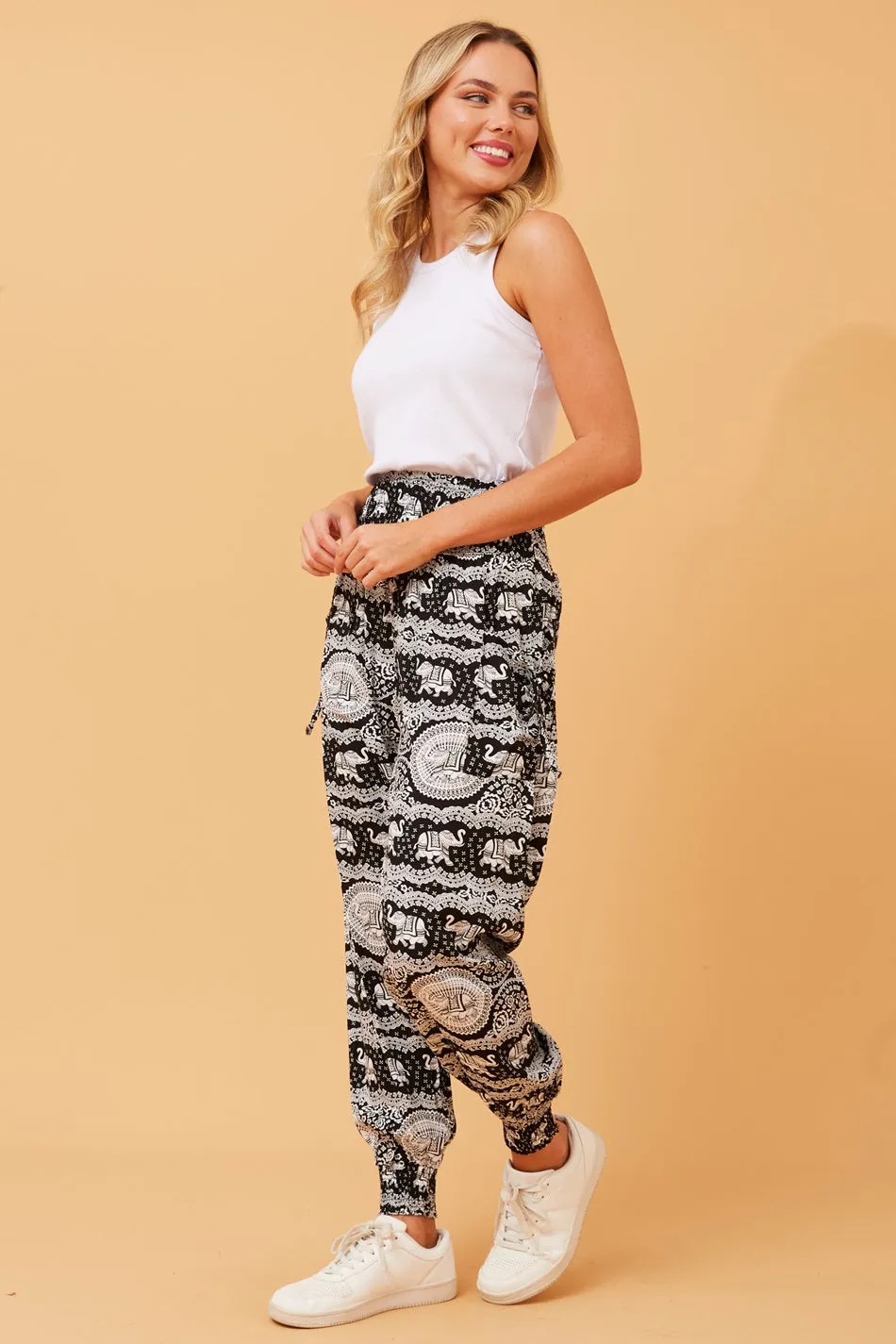 ANIMAL PRINT BOHO HAREM PANTS