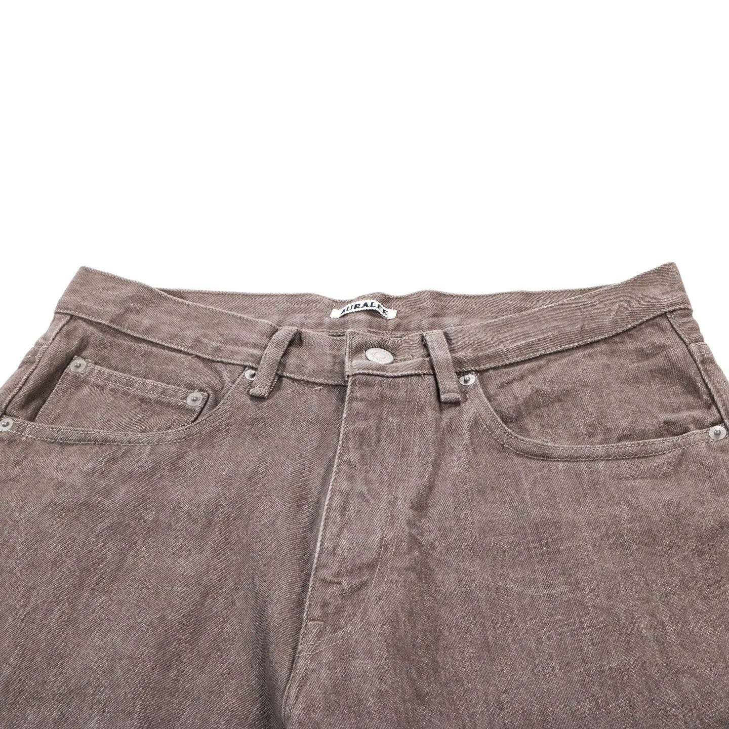 AURALEE HARD TWIST DENIM WIDE PANTS MOCHA BROWN