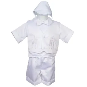 Baby Boys 4 pc Cross Grapevine Vest Hat Baptism Outfit 3-24M