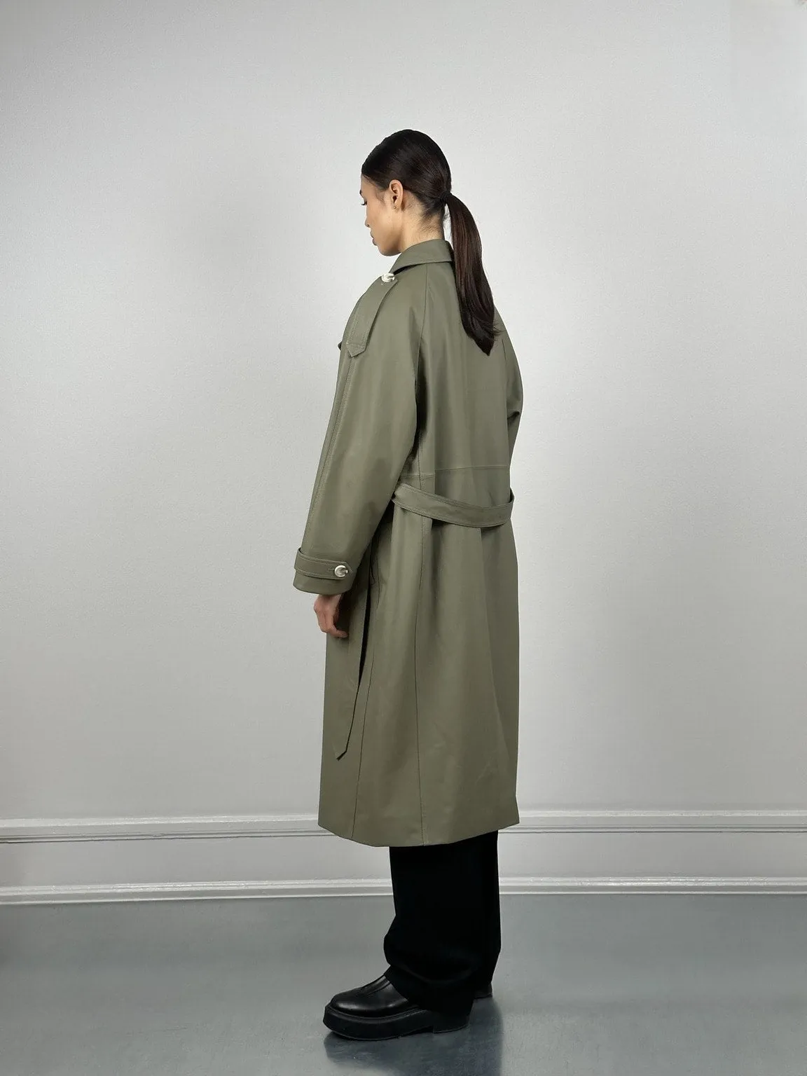 BOBBY LEATHER COAT- GREEN