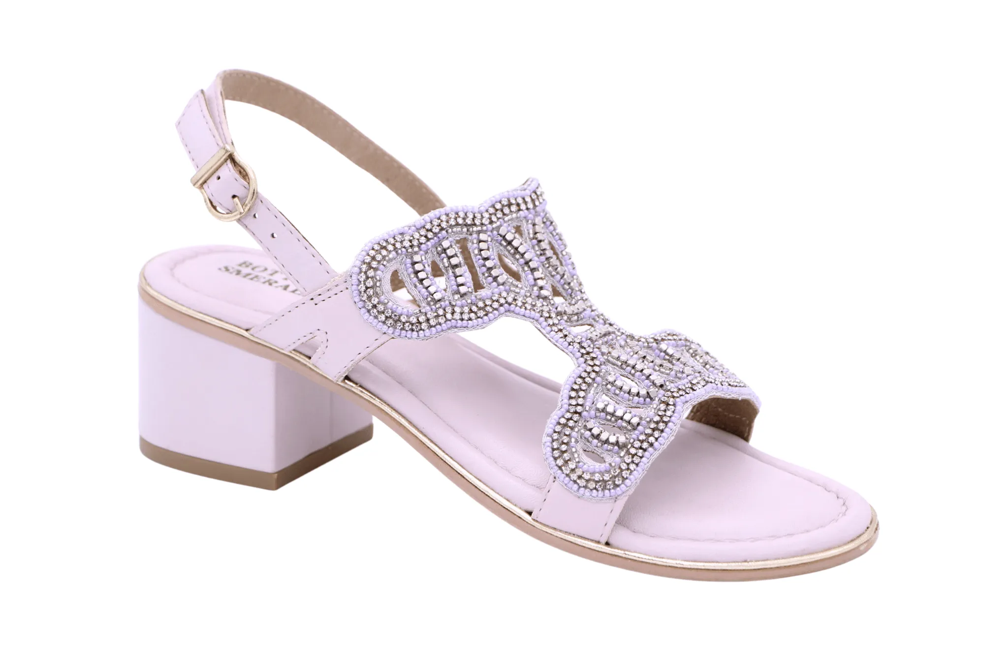 BOTTEGA Lilac  Leather Embellished Block heel Sandal