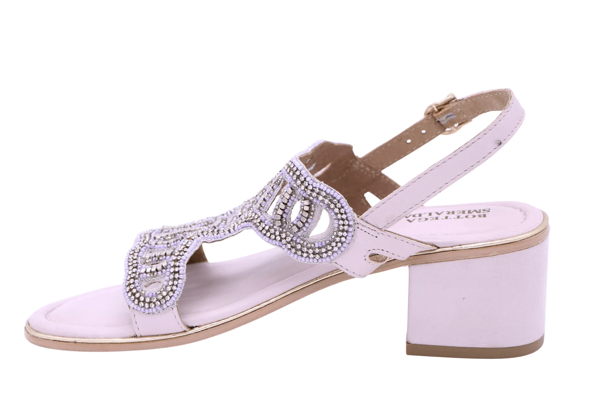 BOTTEGA Lilac  Leather Embellished Block heel Sandal