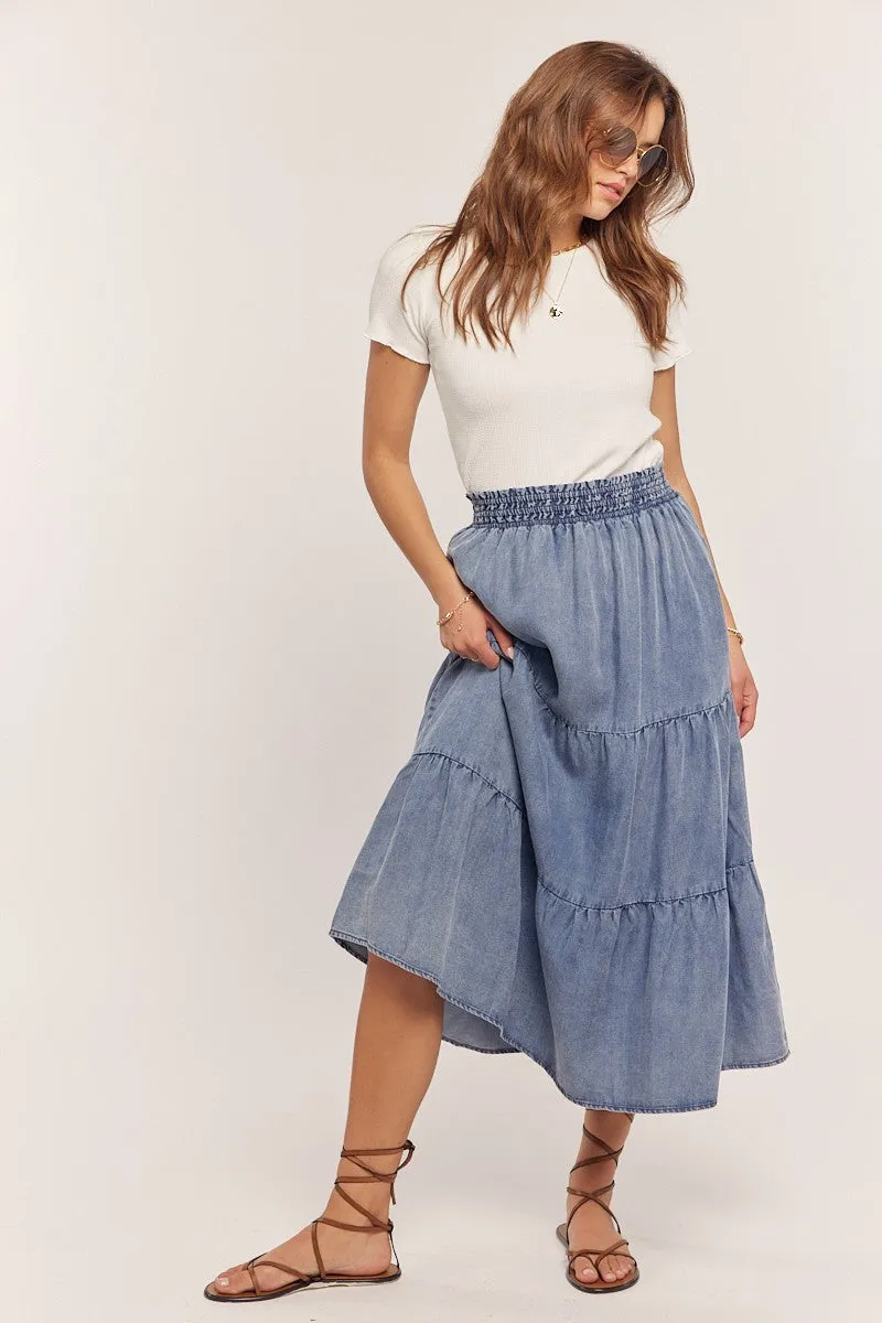 Caitlyn Tiered Denim Skirt