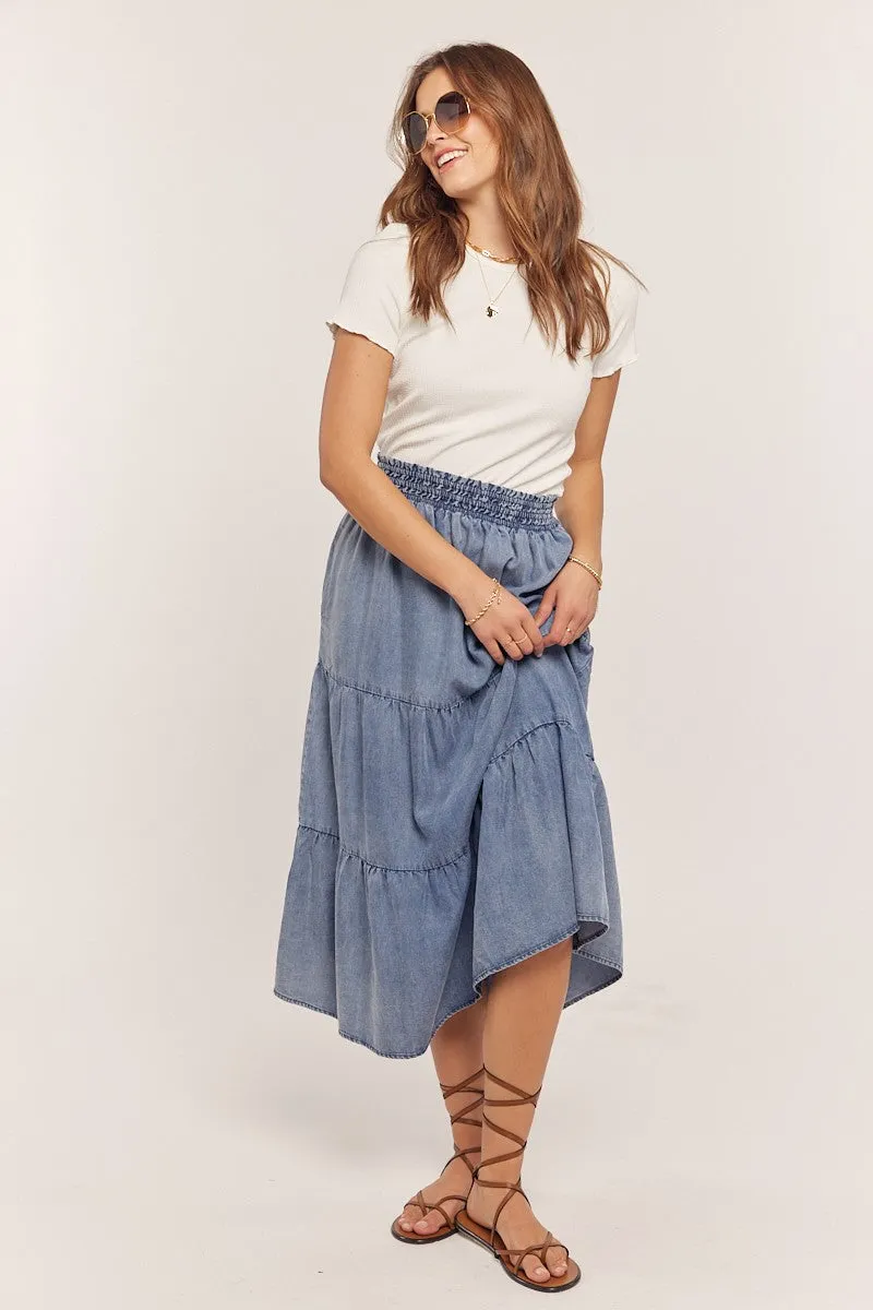 Caitlyn Tiered Denim Skirt