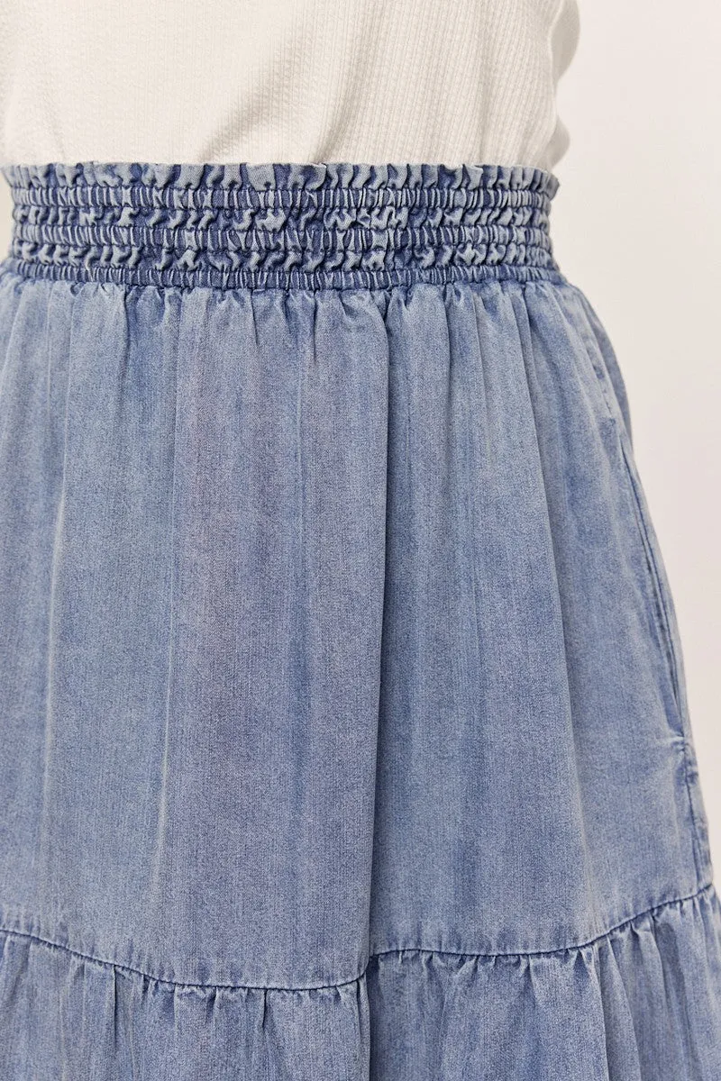 Caitlyn Tiered Denim Skirt