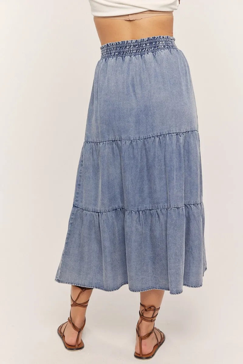 Caitlyn Tiered Denim Skirt