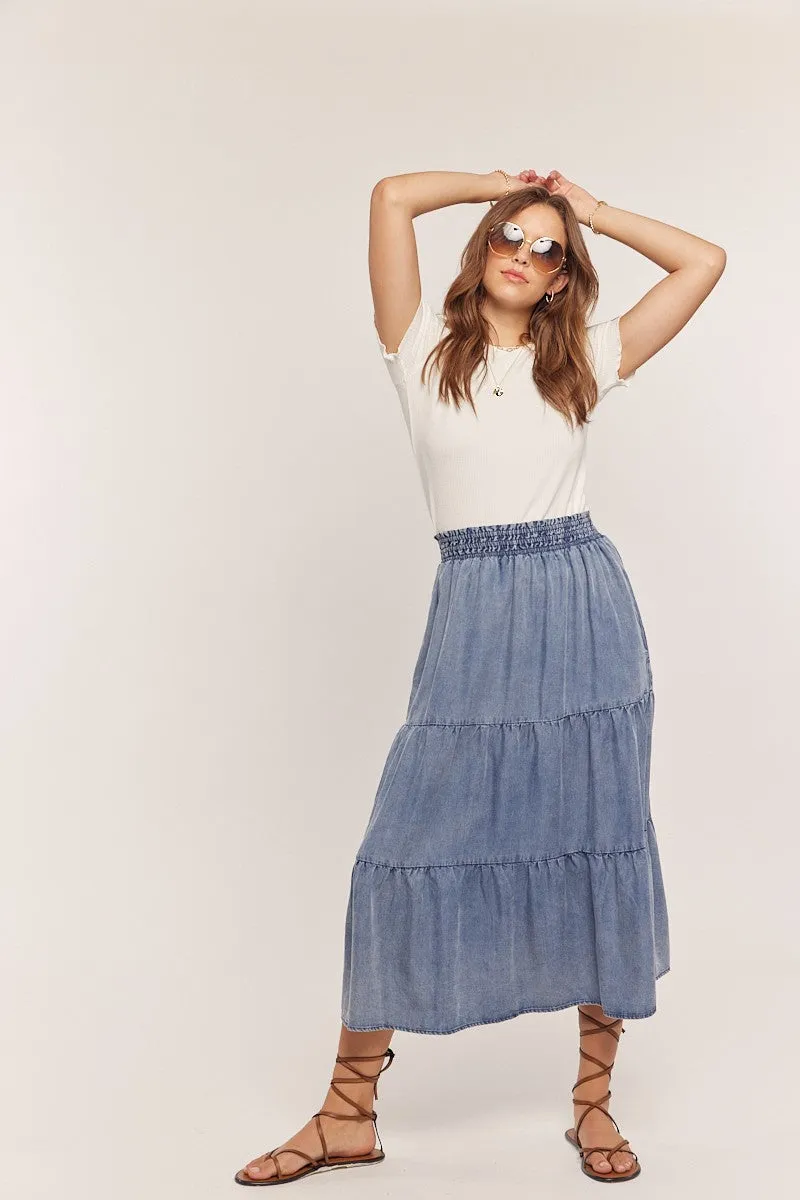 Caitlyn Tiered Denim Skirt