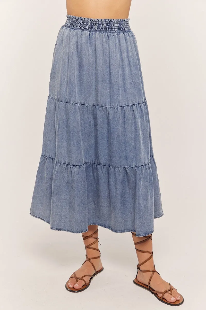 Caitlyn Tiered Denim Skirt