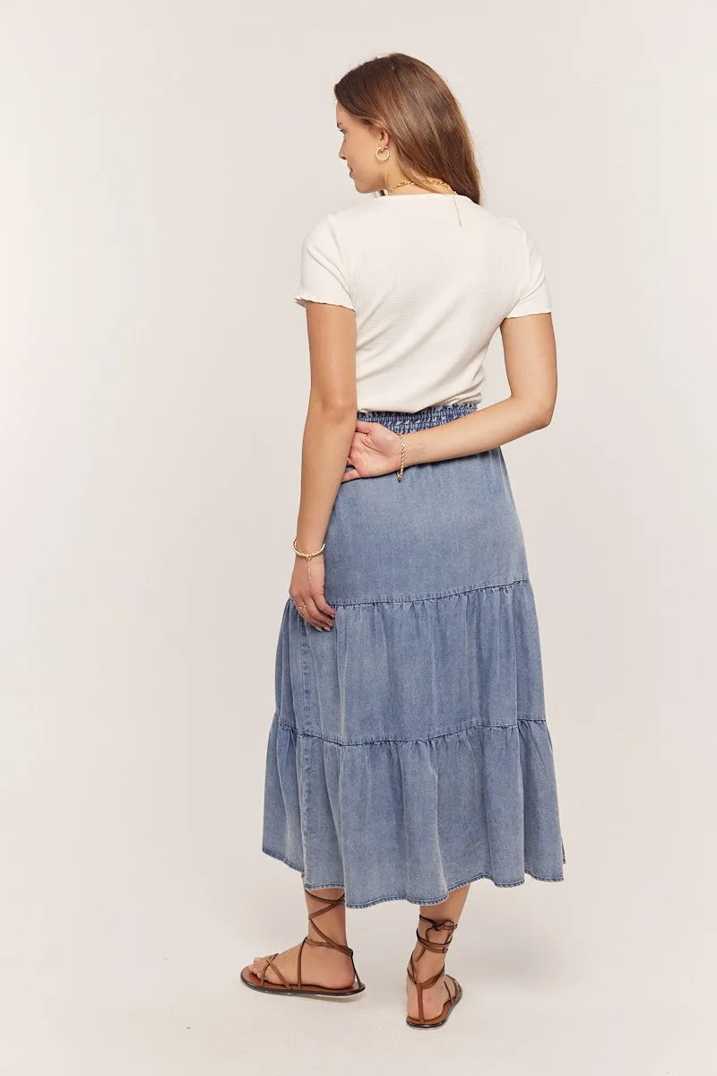 Caitlyn Tiered Denim Skirt