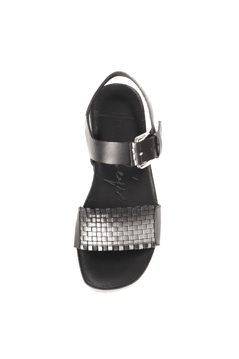 Calf Leather Zeppa Sandal Sfumato Nero