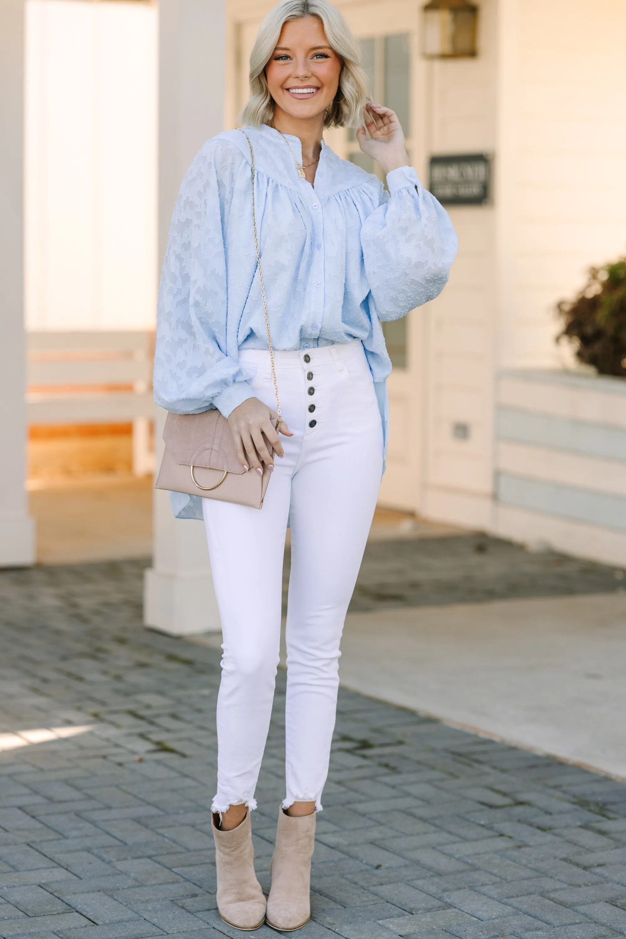 Can't Stop Dreaming Light Blue Lace Tunic