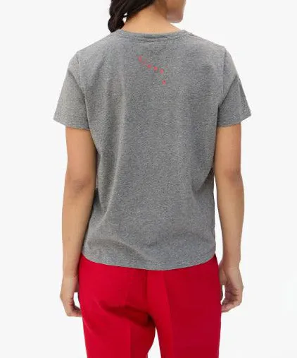 Clare V. Classic Ciao Tee in Grey with Neon Coral Accents - Final Sale