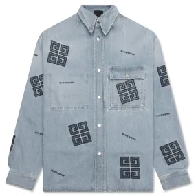 Classic Fit Overshirt w/ All Over 4G EMB - Light Blue