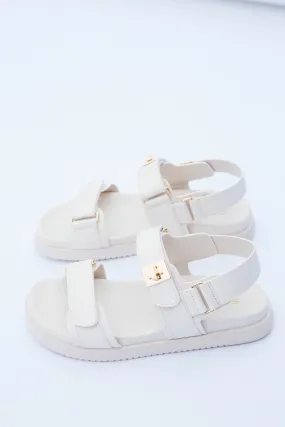 Cobber Flatform Sandal, Bone PU