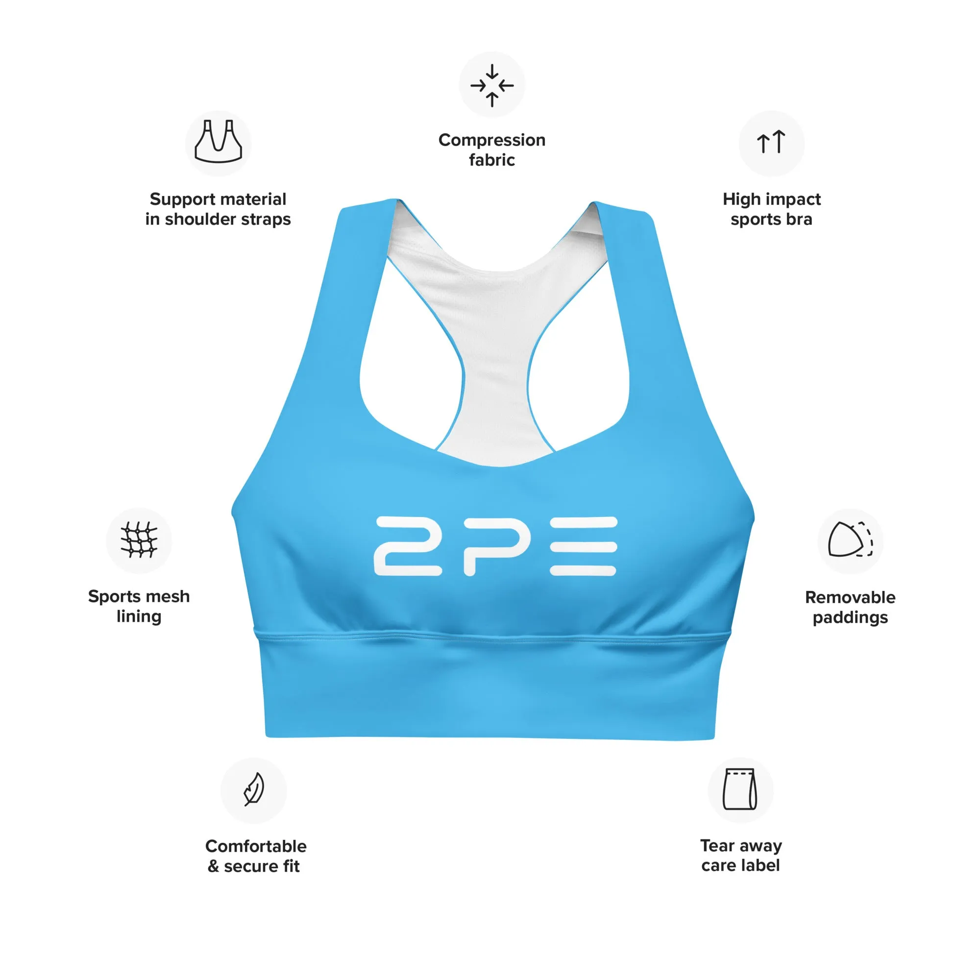 Compression sports bra - Sky Blue