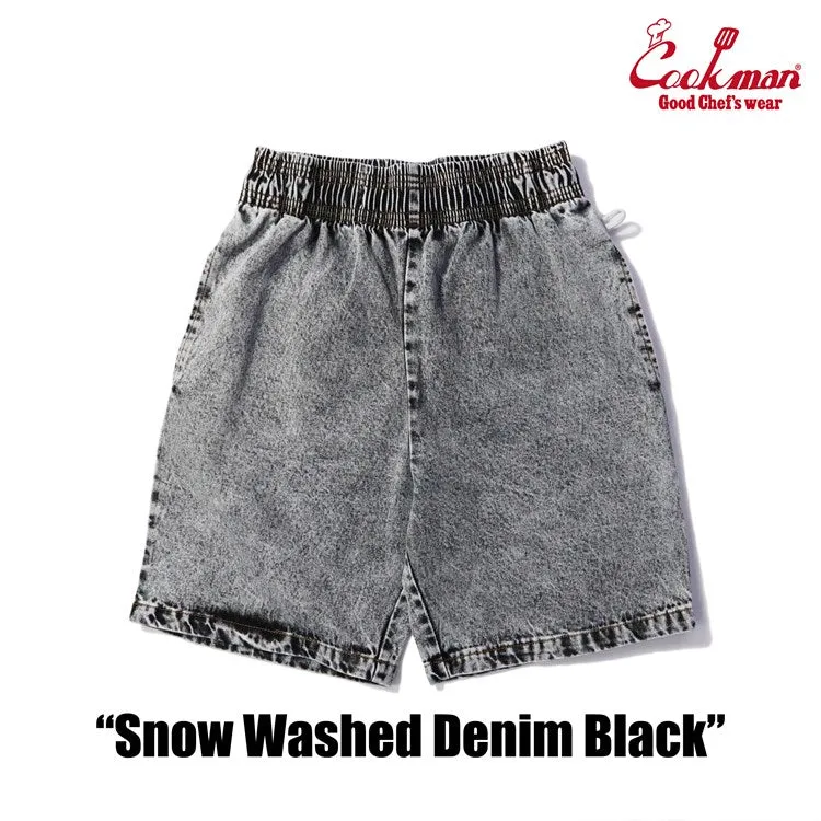 Cookman Chef Short Pants - Snow Washed Denim: Black