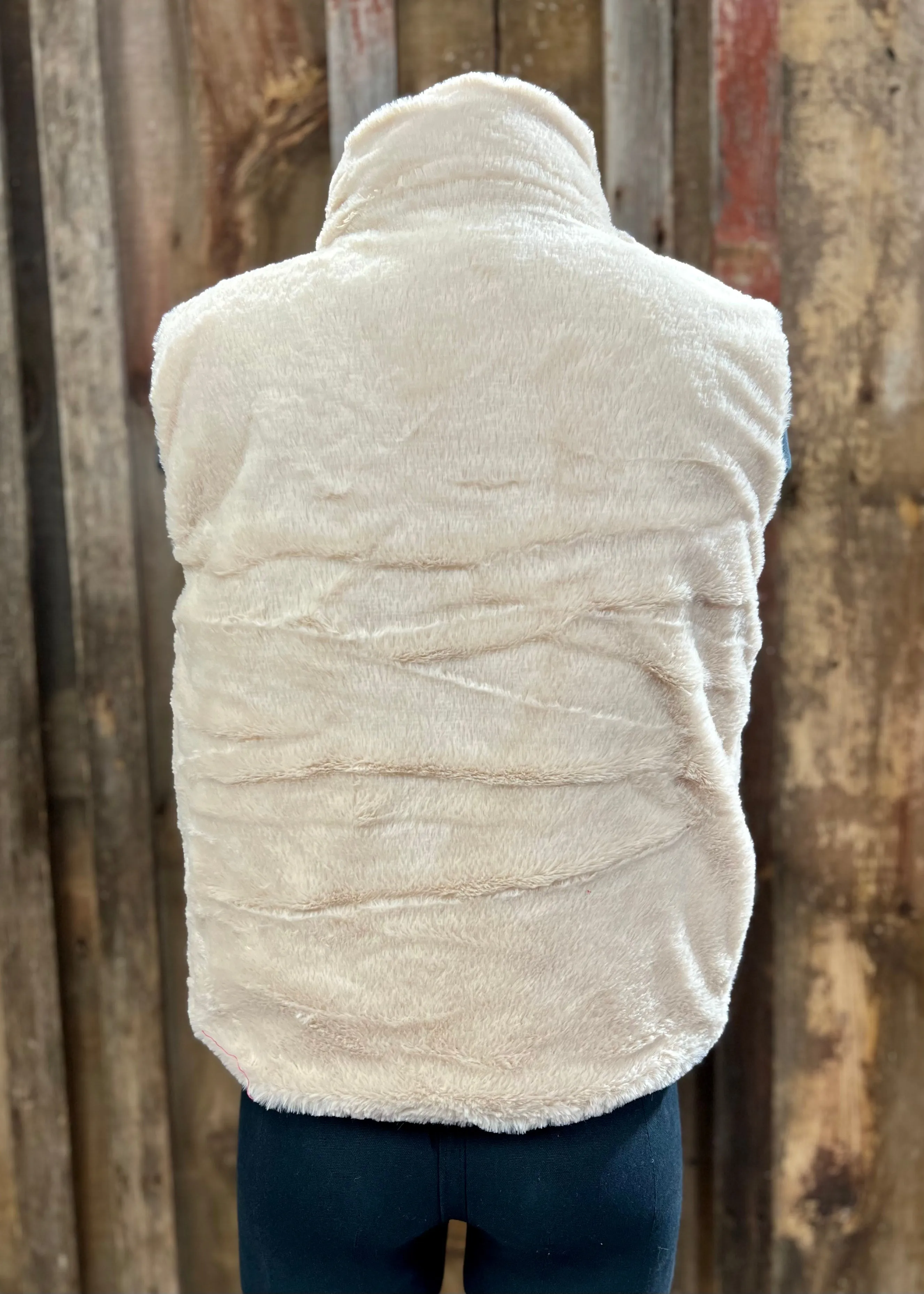 Cream Fuzzy Reversible Vest