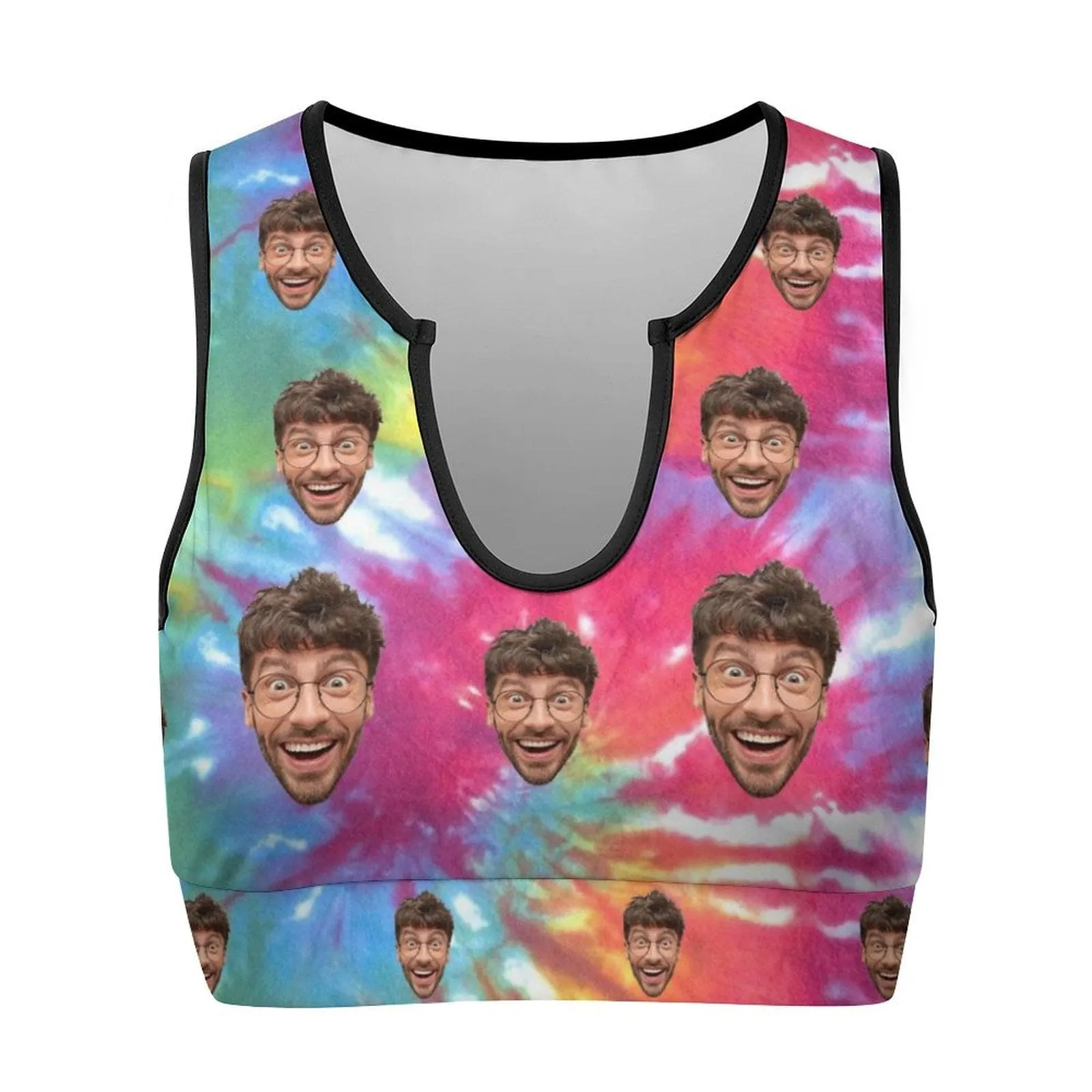 Custom Husband Face Rainbow Lively Style High Quality Yoga Top