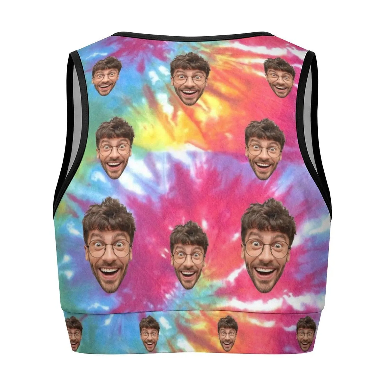 Custom Husband Face Rainbow Lively Style High Quality Yoga Top