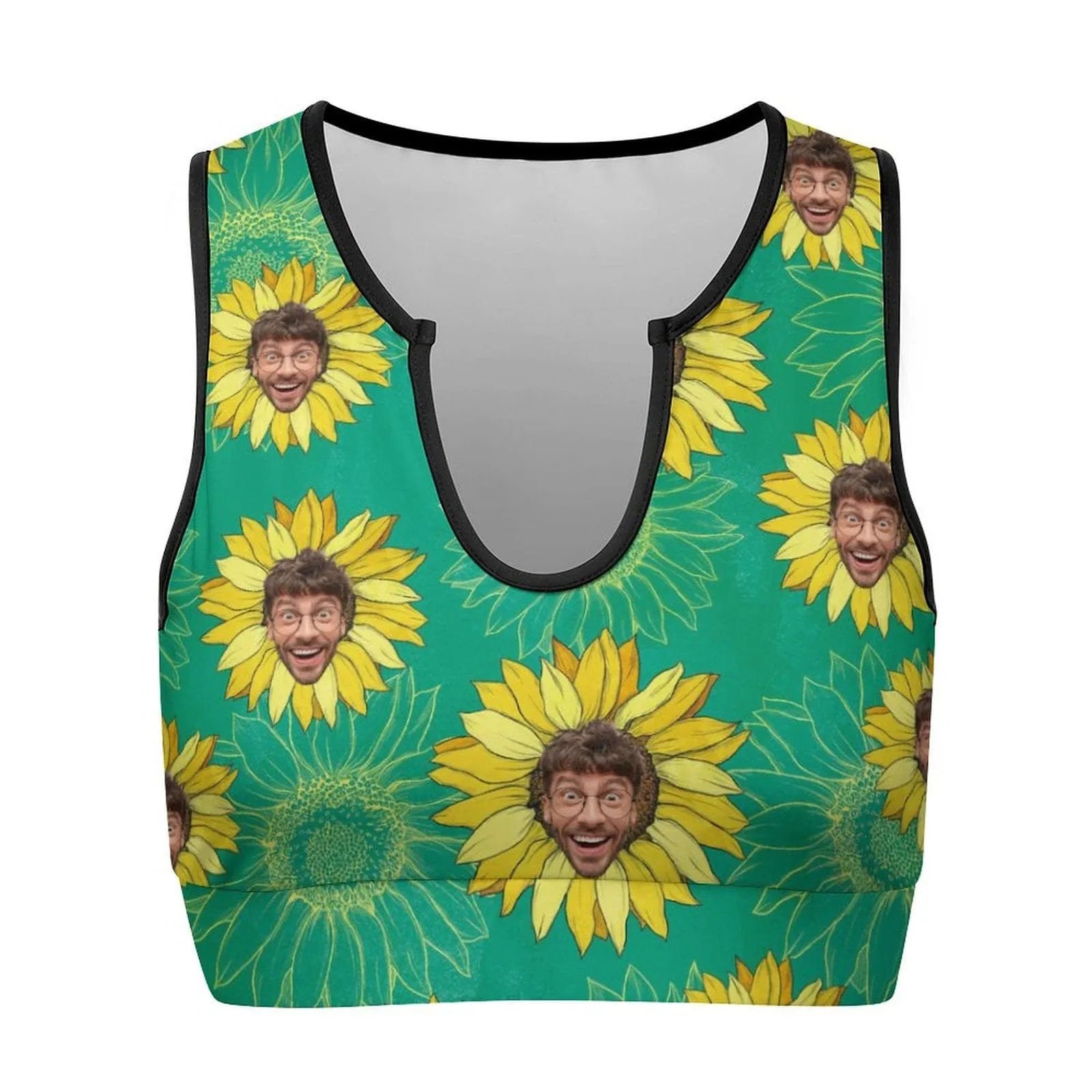 Custom Husband Face Sunflower High Quality Yoga Top