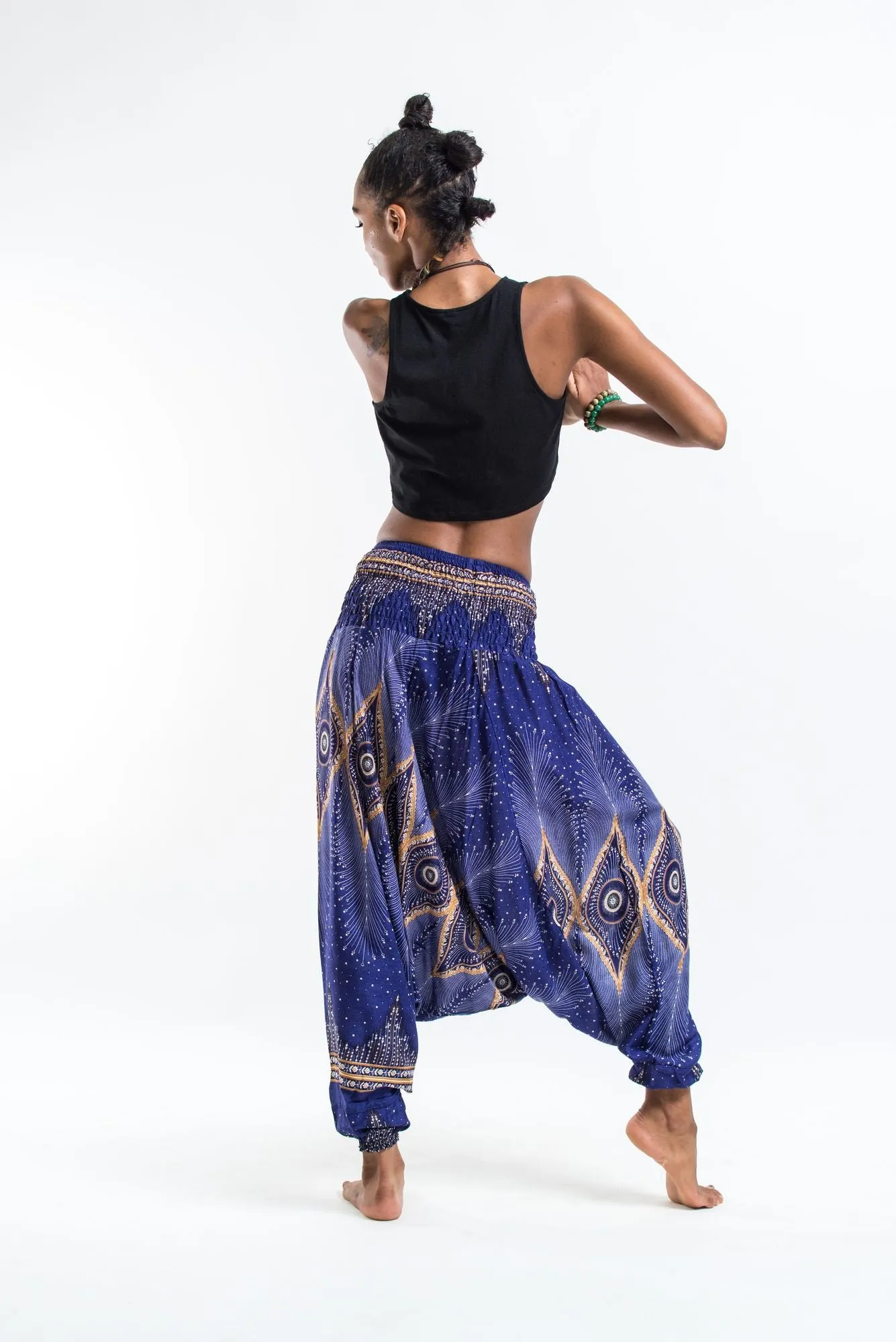 Diamond Peacock 2-in-1 Jumpsuit Harem Pants in Blue