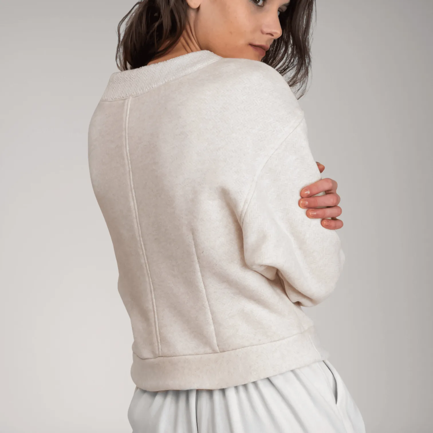 Dolman Sleeve Thick French Terry Sweater | Alabaster