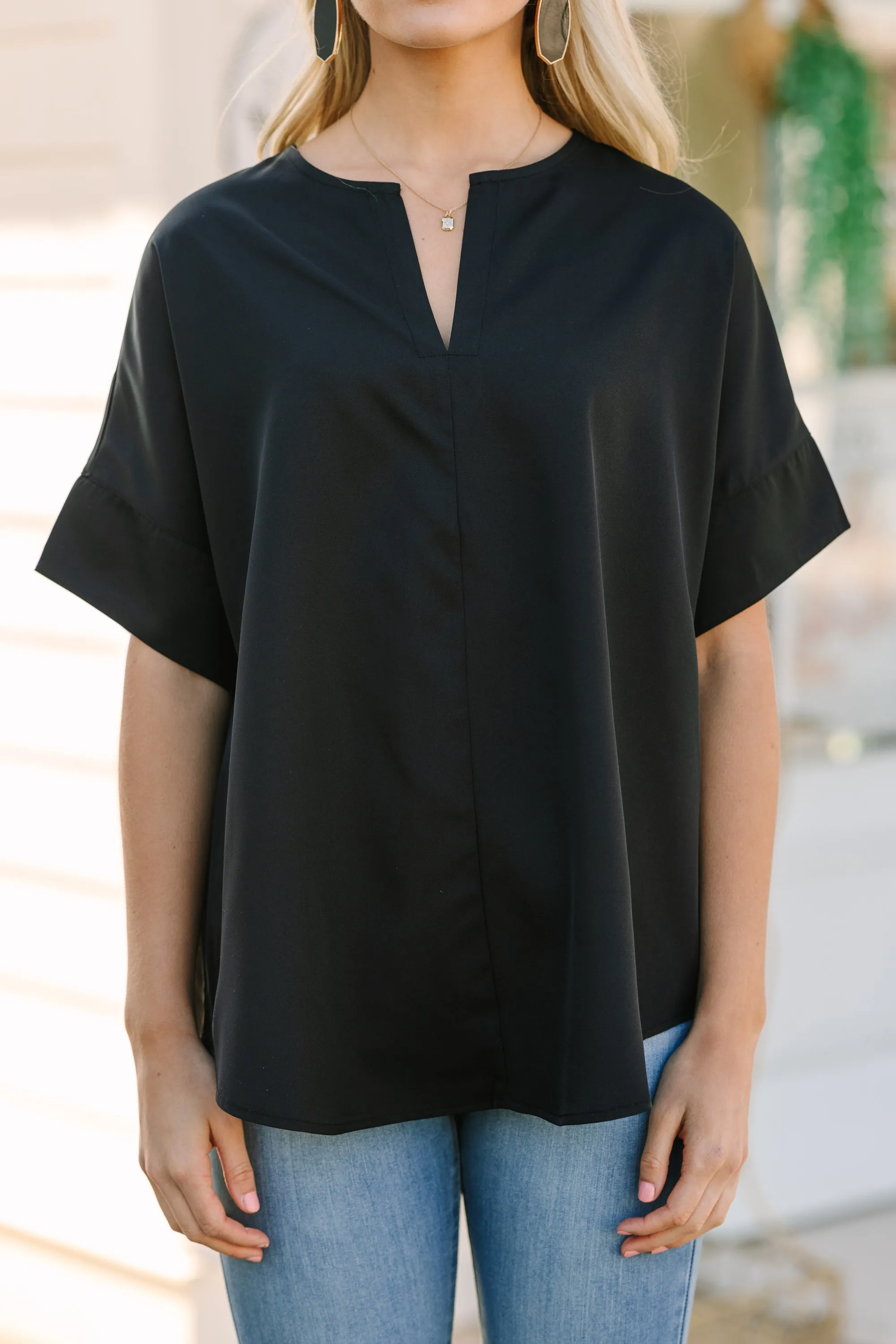 Don't Let Me Down Black V-Neck Top