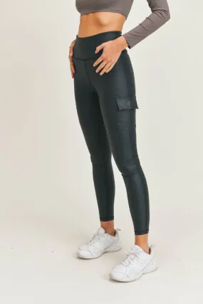 Foil High Waisted Cargo Leggings