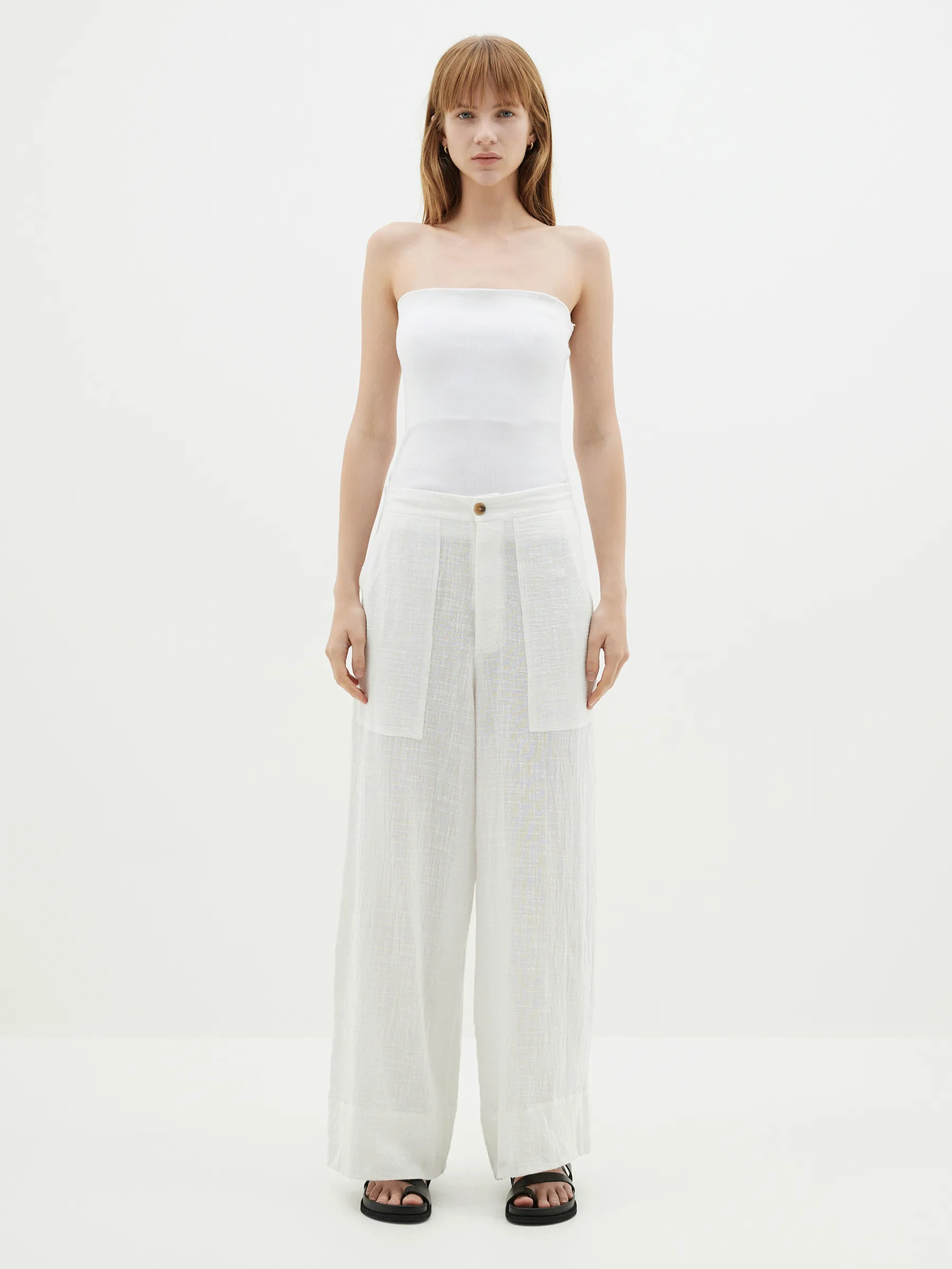 gauze wide leg pant