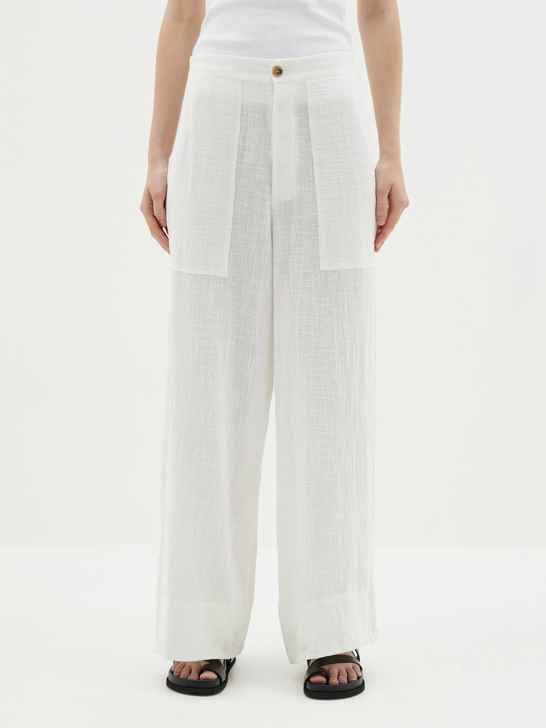 gauze wide leg pant