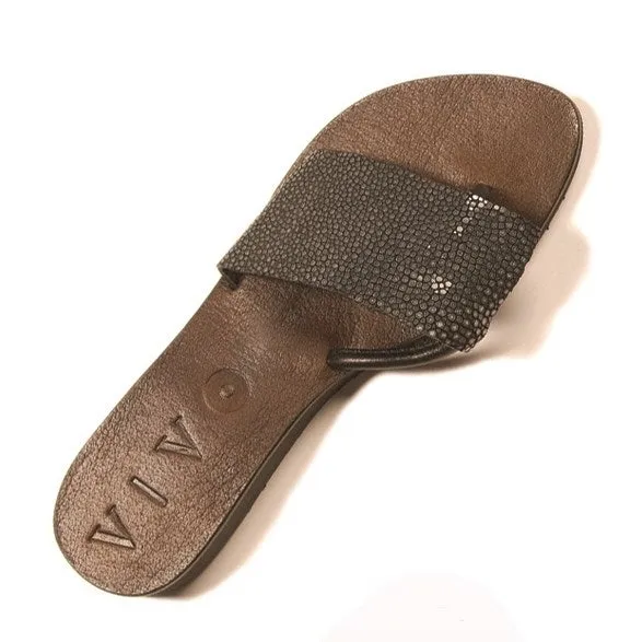 Ginger Shagreen Sandal- Black