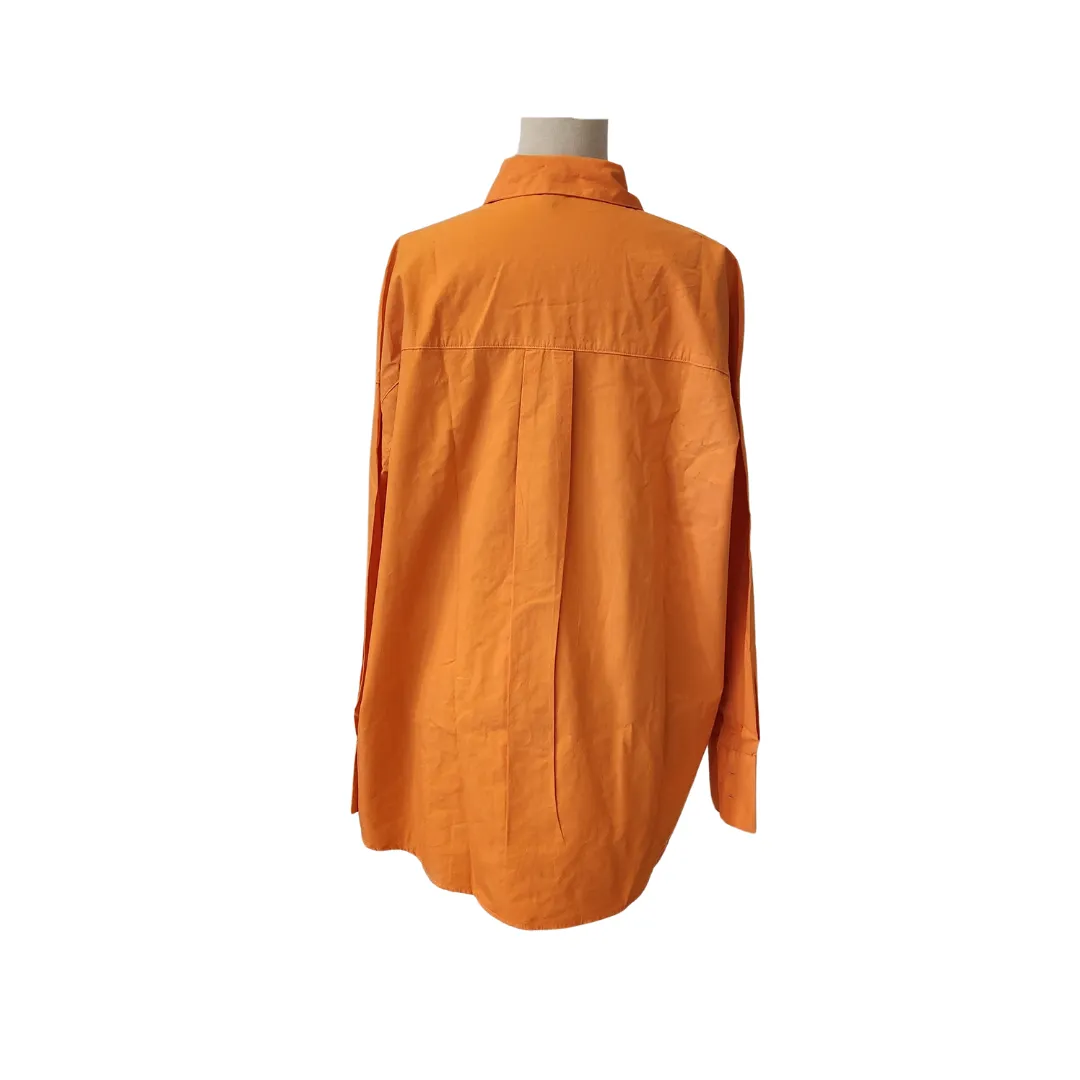 H&M Light Orange Oversized Collared Shirt | Pre Loved |