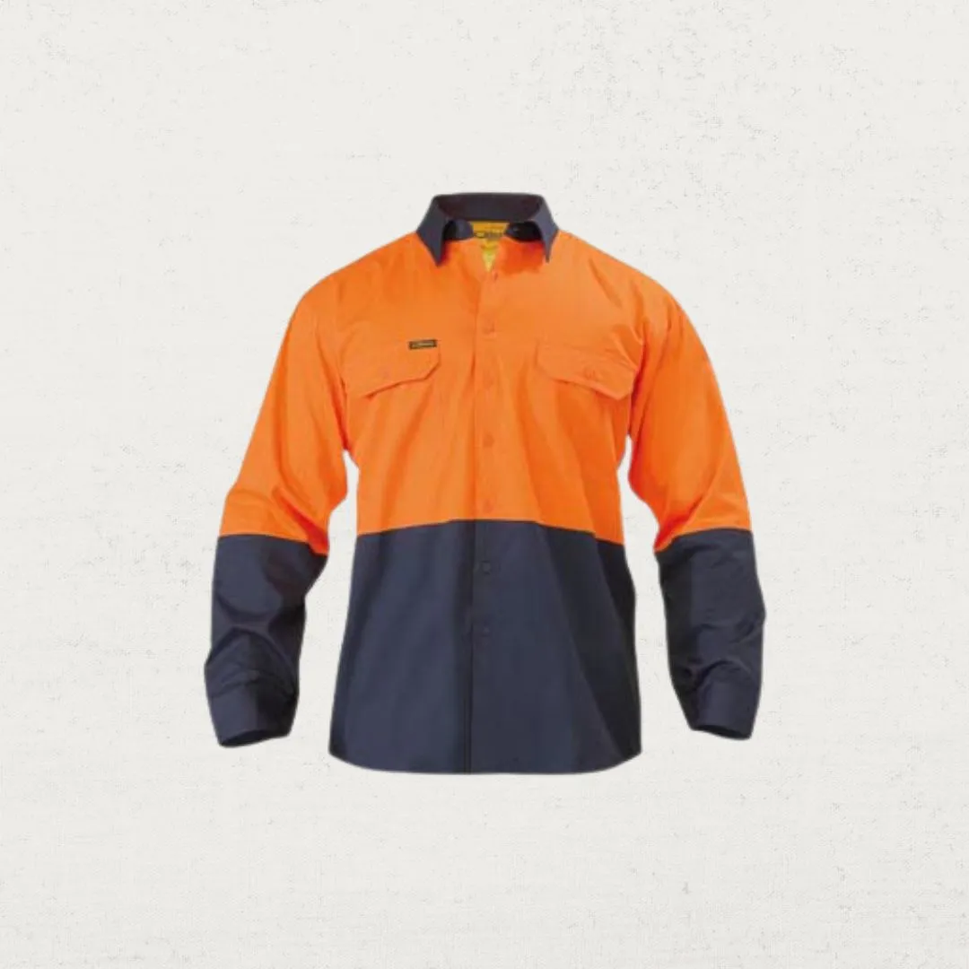 Hi Vis Cool Lightweight Two Tone Drill Long Sleeve Shirt