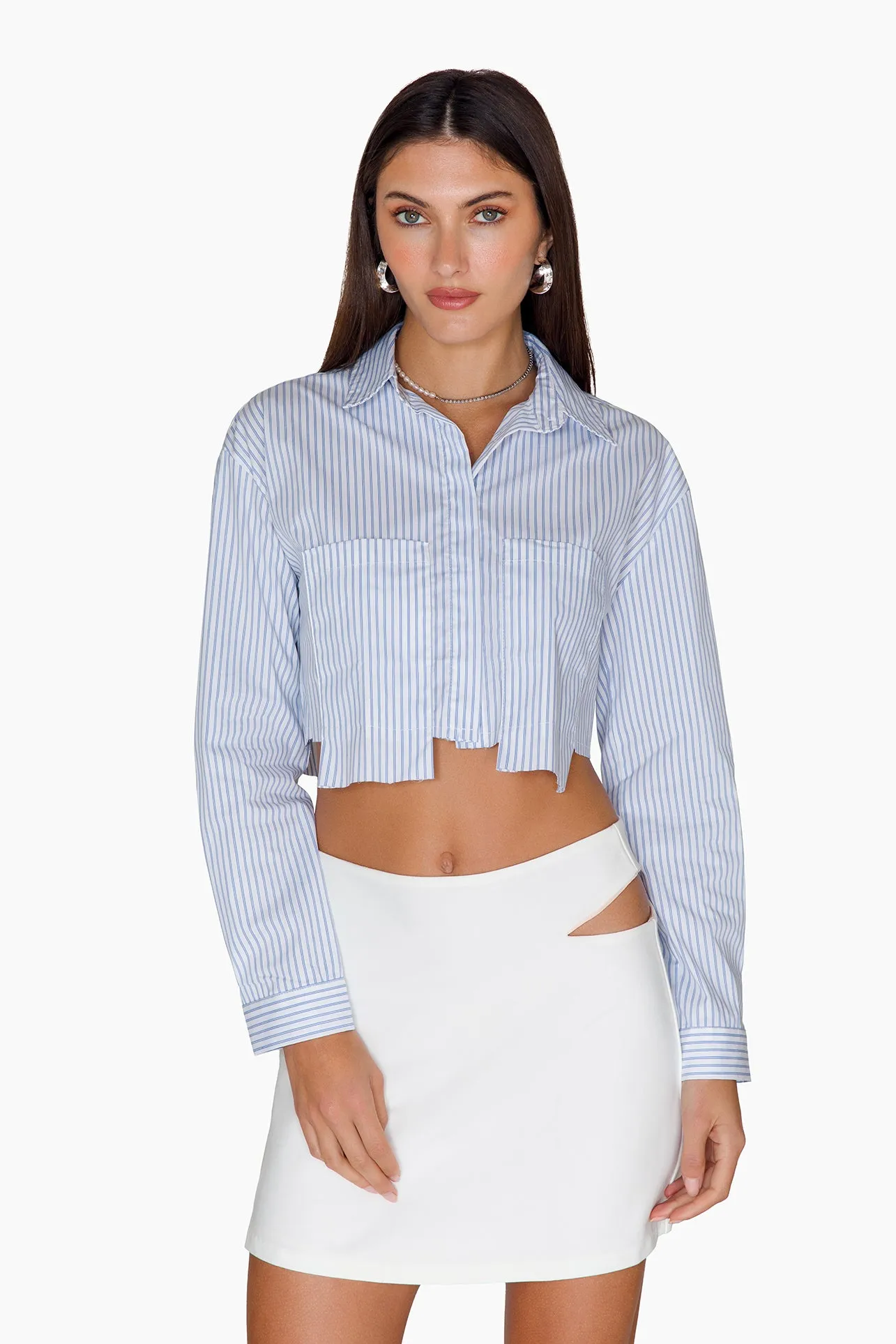 Lena Stripe Crop Shirt