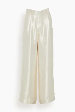 Malcolm Textured Satin Pant in Cream