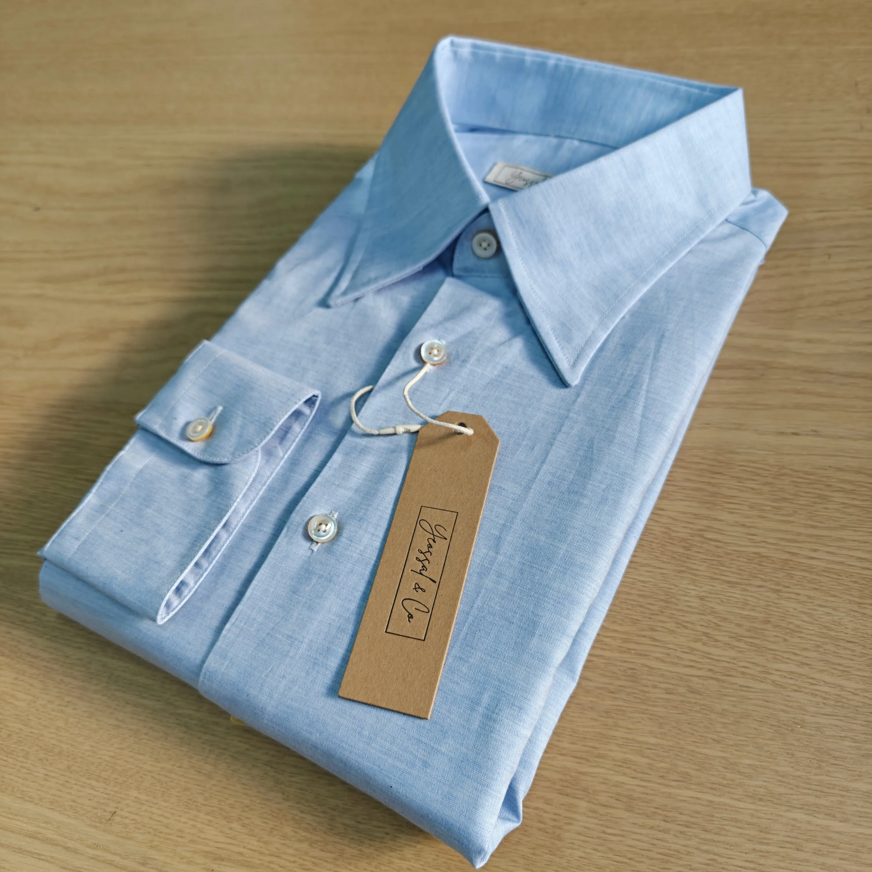 Monti Sky Blue Chambray Cotton Long Sleeves Shirt - SS095