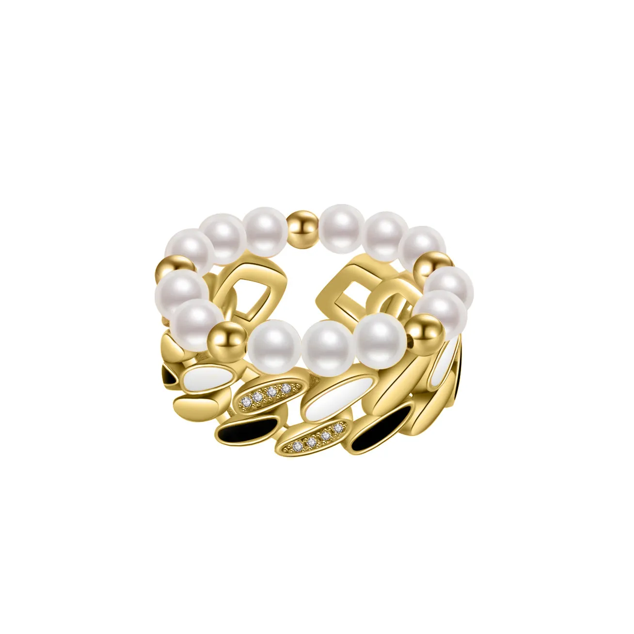 New Yorker Freshwater Pearl Duo Ring WR00150 | Mix&Match