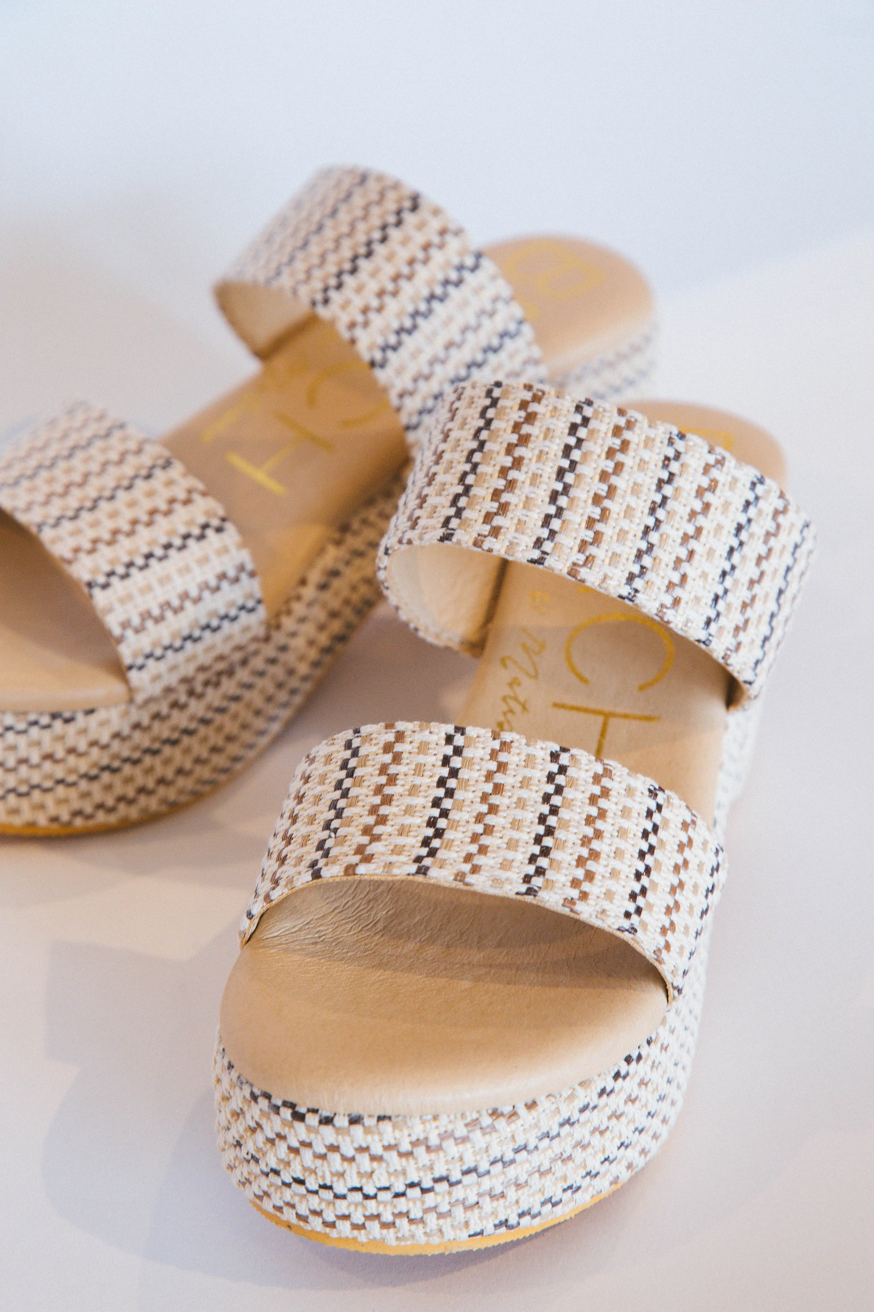 Ocean Ave Platform Demi Wedge, Ivory Mosaic | Beach by Matisse