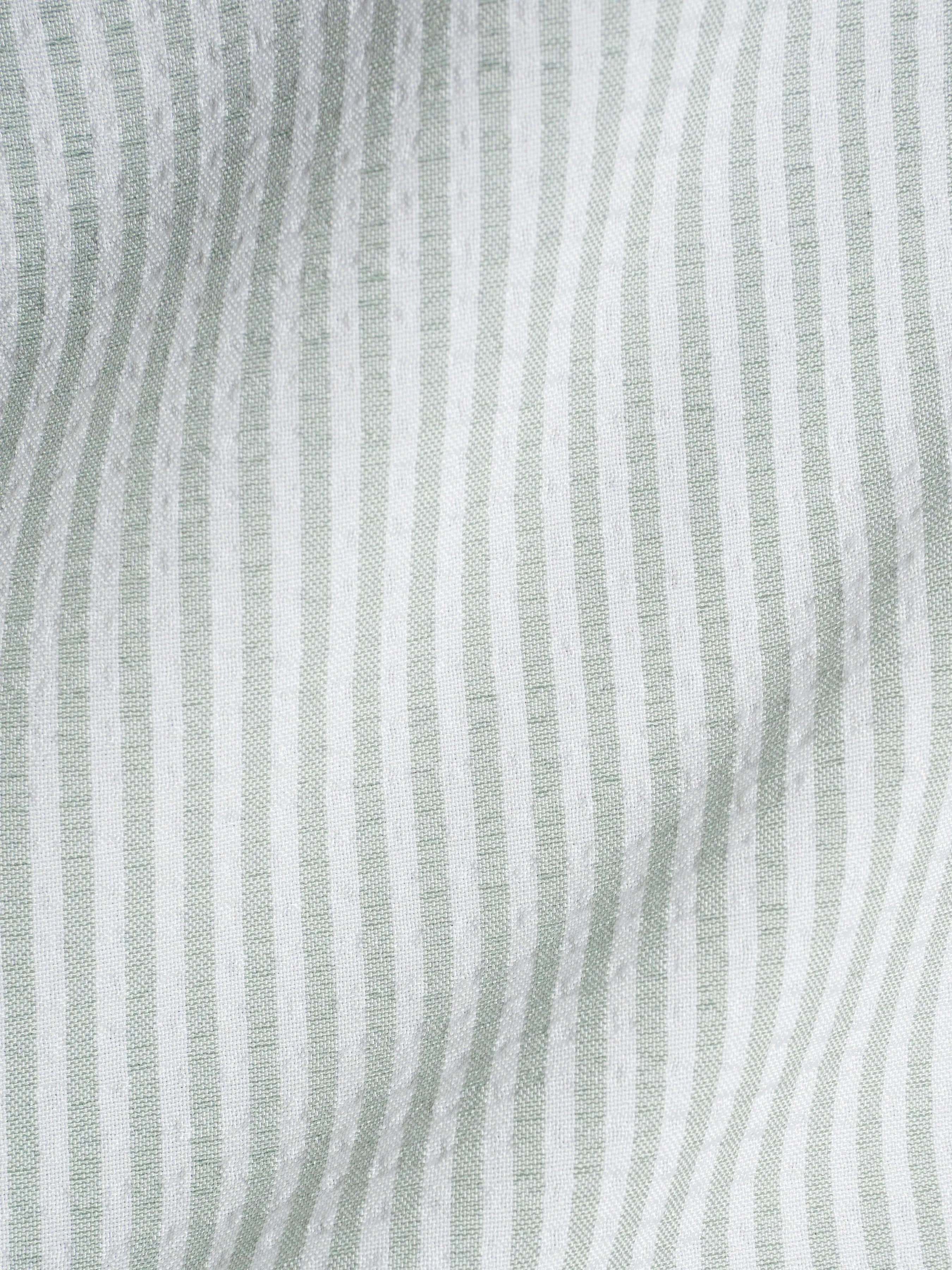 Seersucker Striped Shirt - Sage Green