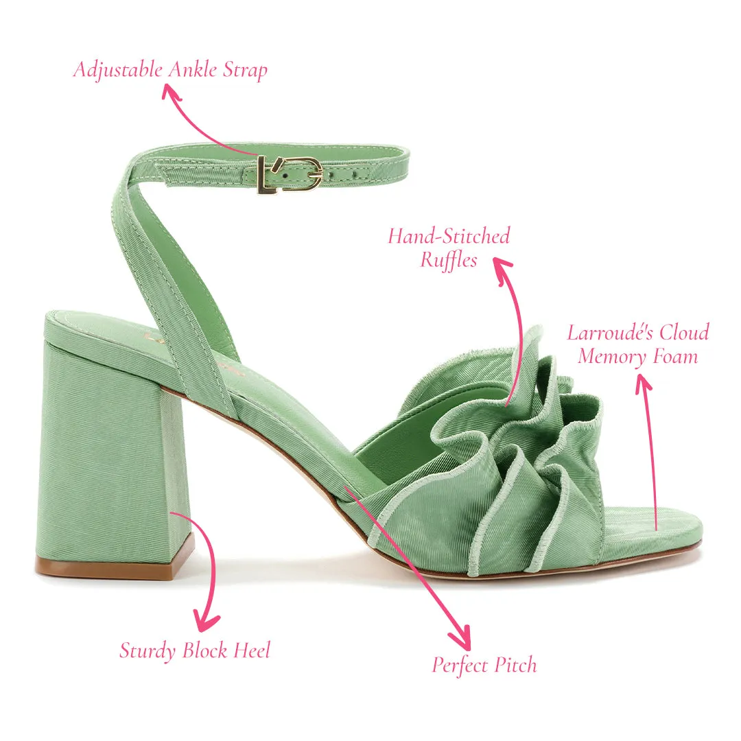 Selena Ruffle Sandal In Pistacchio Fabric