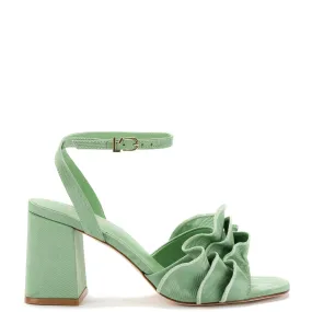 Selena Ruffle Sandal In Pistacchio Fabric