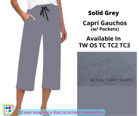 Solid Grey Capri Gauchos